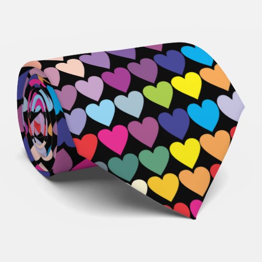Regenbogen-Herzen Krawatte (Gerollt)
