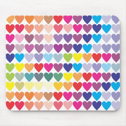 Regenbogen-Herzen Mousepad (Vorne)