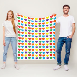 Regenbogen-Herzen-Muster Fleecedecke