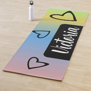 Regenbogen-Herzen Ombré-Namens-Yogamatte Yogamatte