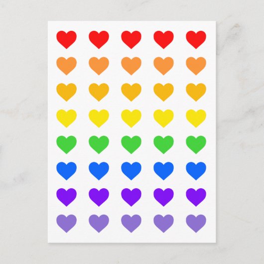 Regenbogen-Herzen Postkarte (Vorderseite)