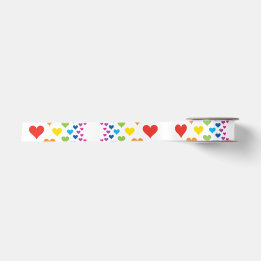 Regenbogen-Herzen Satinband