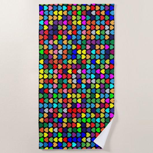 REGENBOGEN-HERZEN STRANDTUCH (Vorderseite)