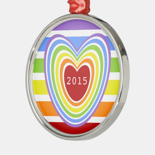 Regenbogen-Herzen und Streifen Ornament Aus Metall (Links)