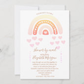 Regenbogen, Herzen, virtuelle Babydusche abziehen  Einladung (Vorderseite)