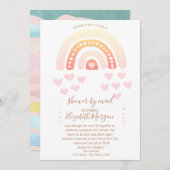 Regenbogen, Herzen, virtuelle Babydusche abziehen Einladung (Vorne/Hinten)