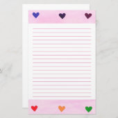 Regenbogen-Herzen zeichneten Briefpapier (Vorne/Hinten)