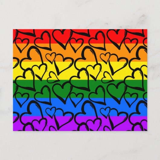 Regenbogen Herzmuster Feiertagspostkarte (Vorderseite)