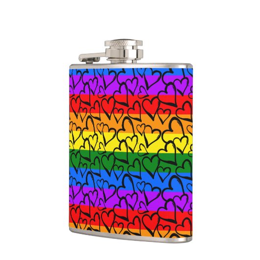 Regenbogen Herzmuster Flachmann (Links)