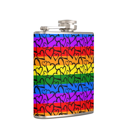 Regenbogen Herzmuster Flachmann (Rechts)