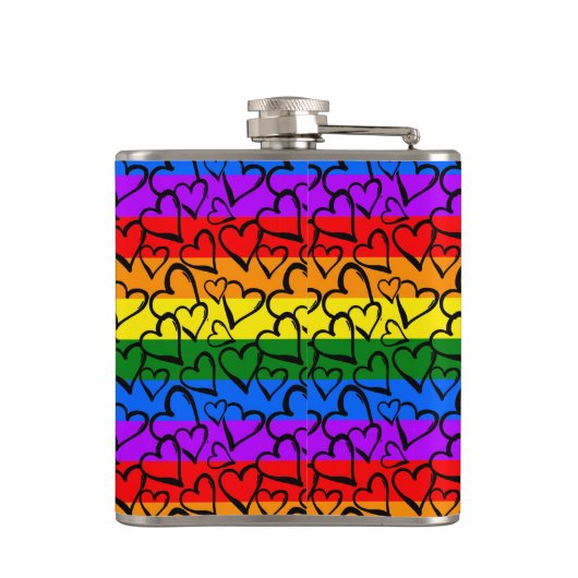 Regenbogen Herzmuster Flachmann (Rückseite)