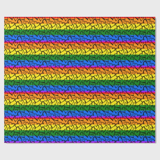 Regenbogen Herzmuster Geschenkpapier (Flach)