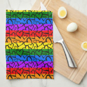 Regenbogen Herzmuster Geschirrtuch (Viertel Falte)