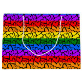 Regenbogen Herzmuster Große Geschenktüte (Vorderseite)