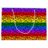 Regenbogen Herzmuster Große Geschenktüte (Rückseite)