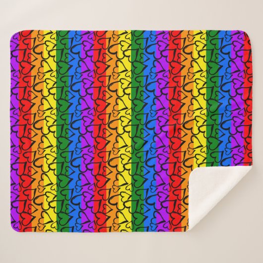 Regenbogen Herzmuster Sherpadecke (Vorderseite (Horizontal))