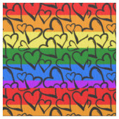 Regenbogen Herzmuster Stoff (Nahaufnahme)