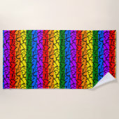 Regenbogen Herzmuster Strandtuch (Vorderseite)