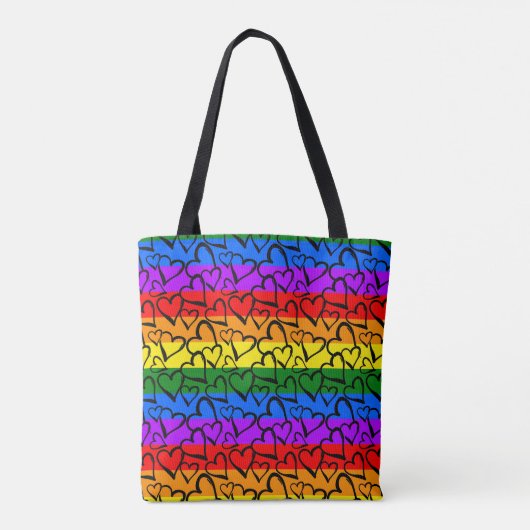Regenbogen Herzmuster Tasche (Rückseite)