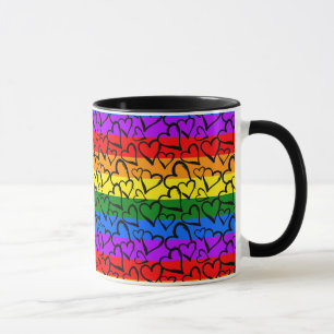 Regenbogen Herzmuster Tasse
