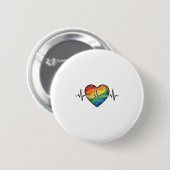 Regenbogen Herzschlag Herz Vintage Gravur Design_1 Button (Vorne & Hinten)