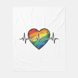 Regenbogen Herzschlag Herz Vintage Gravur Design_1 Fleecedecke