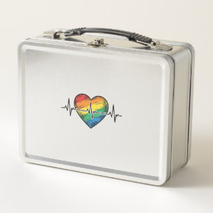 Regenbogen Herzschlag Herz Vintage Gravur Design_1 Metall Brotdose