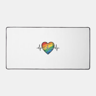 Regenbogen Herzschlag Herz Vintage Gravur Design_1 Schreibtischunterlage