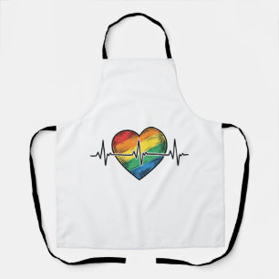 Regenbogen Herzschlag Herz Vintage Gravur Design_1 Schürze
