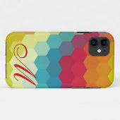 Regenbogen-Hexagon-Muster und Monogramm 2 Case-Mate iPhone Hülle (Rückseite (Horizontal))
