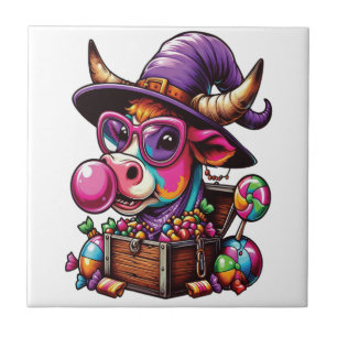 Regenbogen Highland Kuh Halloween Fliese