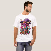 Regenbogen Highland Kuh Halloween T-Shirt (Vorne ganz)