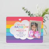 Regenbogen-Himmel-Foto-Einladung Einladung (Stehend Vorderseite)