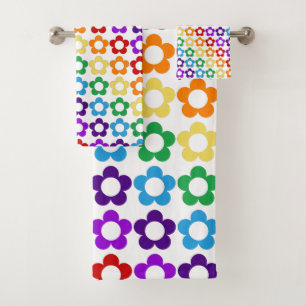 Regenbogen-Hippie-Blumenmuster Badhandtuch Set