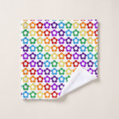 Regenbogen-Hippie-Blumenmuster Badhandtuch Set (Waschlappen)