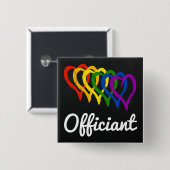 Regenbogen-Hochzeit überlagerte Herzen Officiant Button (Vorne & Hinten)