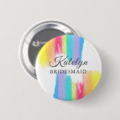 Regenbogen-Hochzeits-Personalisierte-Brautjungfer- Button (Vorne & Hinten)