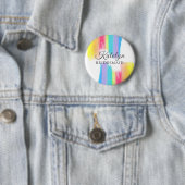 Regenbogen-Hochzeits-Personalisierte-Brautjungfer- Button (Beispiel)