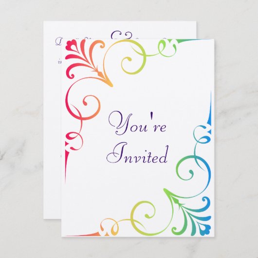 Regenbogen-Hochzeits-Strudel Einladung (Vorne/Hinten)