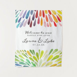 Regenbogen-Hochzeitsposter Wandteppich