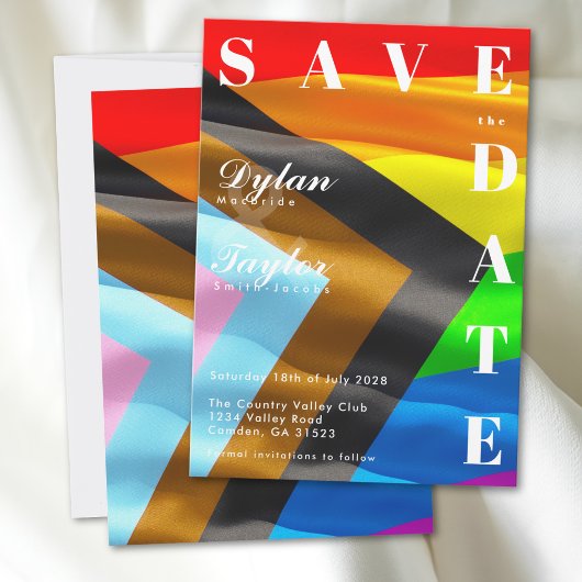 Regenbogen-Hochzeitsstolz-Flagge-Typografie Save t
