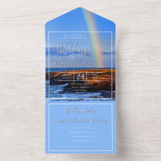 Regenbogen, Hoffnung und Glück, Hochzeit All In One Einladung (Innen)