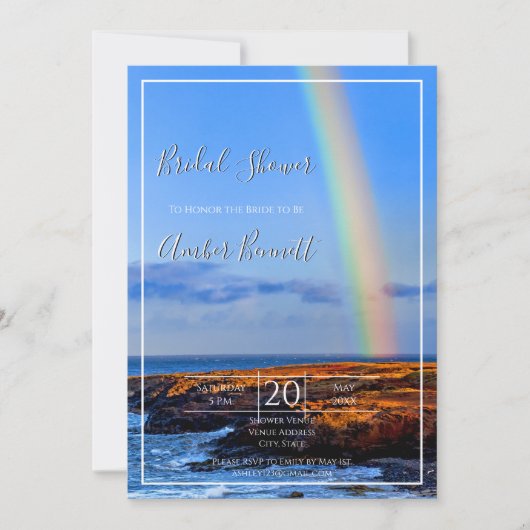 Regenbogen, Hoffnung und Glück, Hochzeit-Brautpart Einladung (Vorderseite)