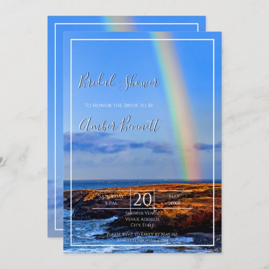 Regenbogen, Hoffnung und Glück, Hochzeit-Brautpart Einladung (Vorne/Hinten)