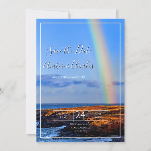 Regenbogen, Hoffnung und Glück, Hochzeit retten da Einladung (Vorderseite)