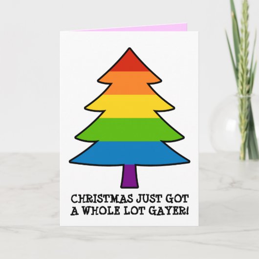 Regenbogen-homosexueller Weihnachtsbaum Feiertagskarte (Vorderseite)