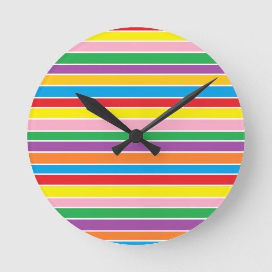 Regenbogen-Horizontale Streifen Runde Wanduhr (Vorderseite)