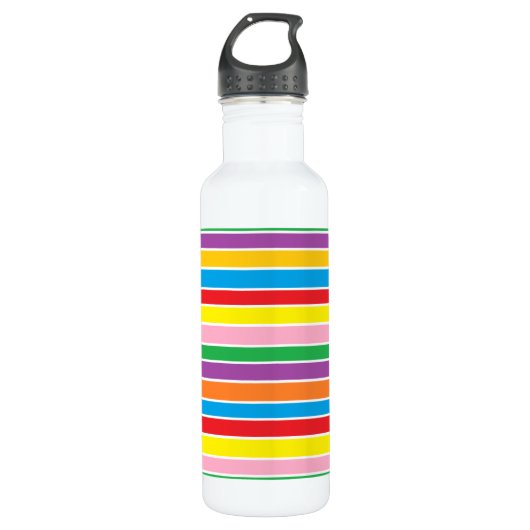 Regenbogen-horizontale Streifen Trinkflasche (Vorderseite)