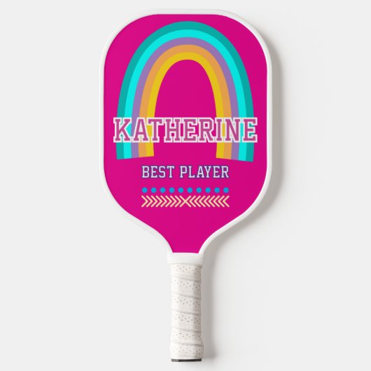 Regenbogen Hot Pink Pickleball Schläger (Vorderseite)