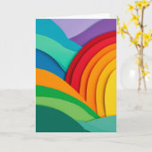 Regenbogen-Hügel-Papiercollage Karte (Gelbe Blume)